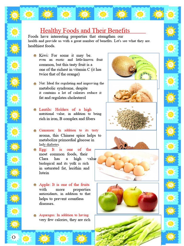 Healthy Foods and Their Benefits | PDF | Foods | Healthy Diet