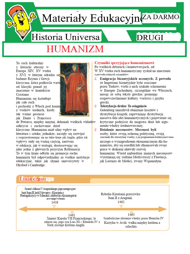 Humanizm Dla Drugiej Klasy Szkoły Średniej | PDF