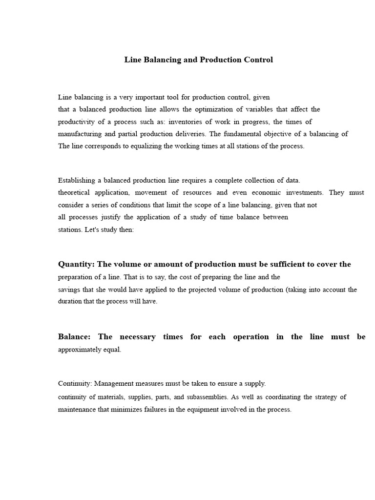 Line Balancing for Production Efficiency | PDF | Inventory | Economies