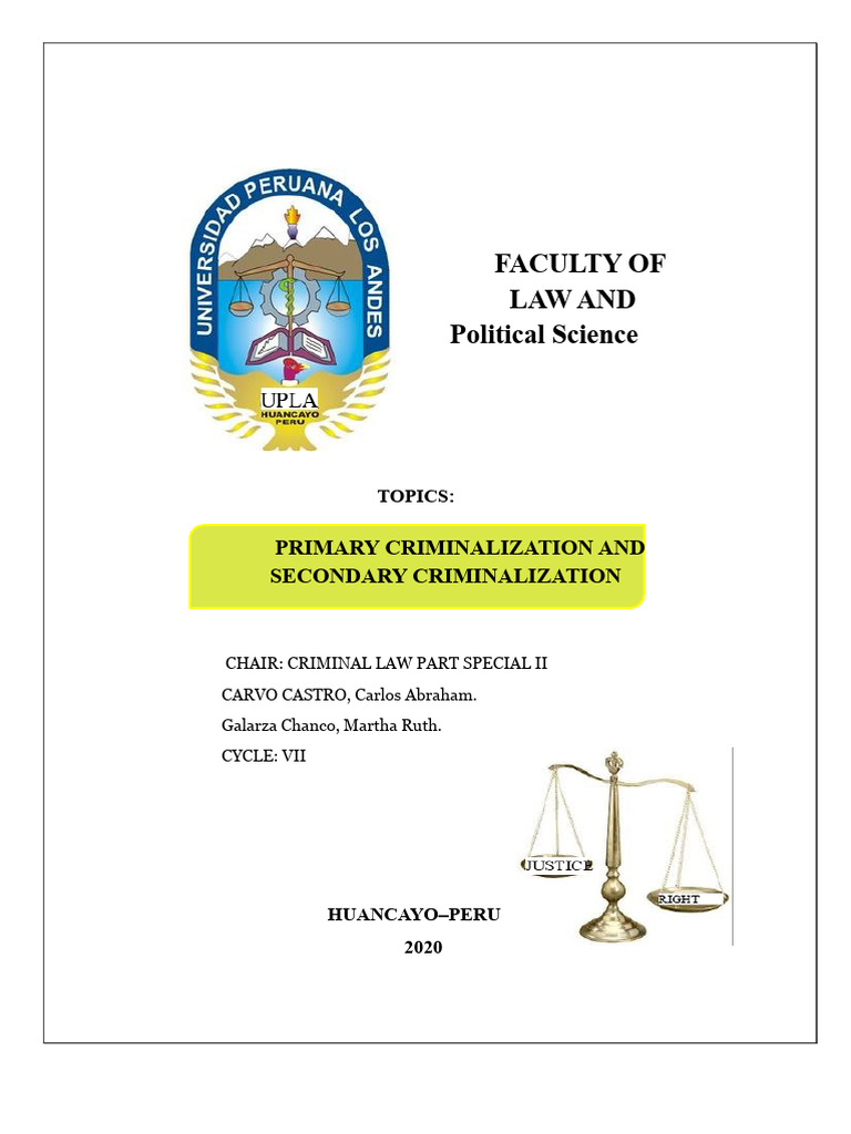 Task Primary Criminalization and Secondary Criminalization | PDF ...