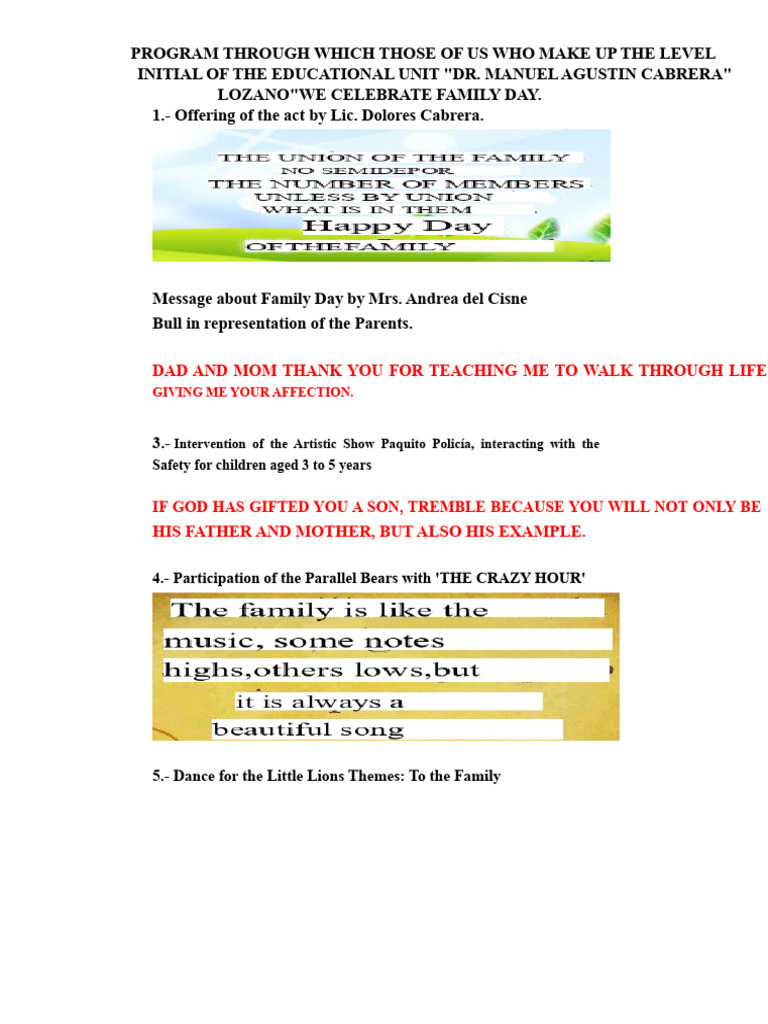 Family Day Program 2019 | PDF