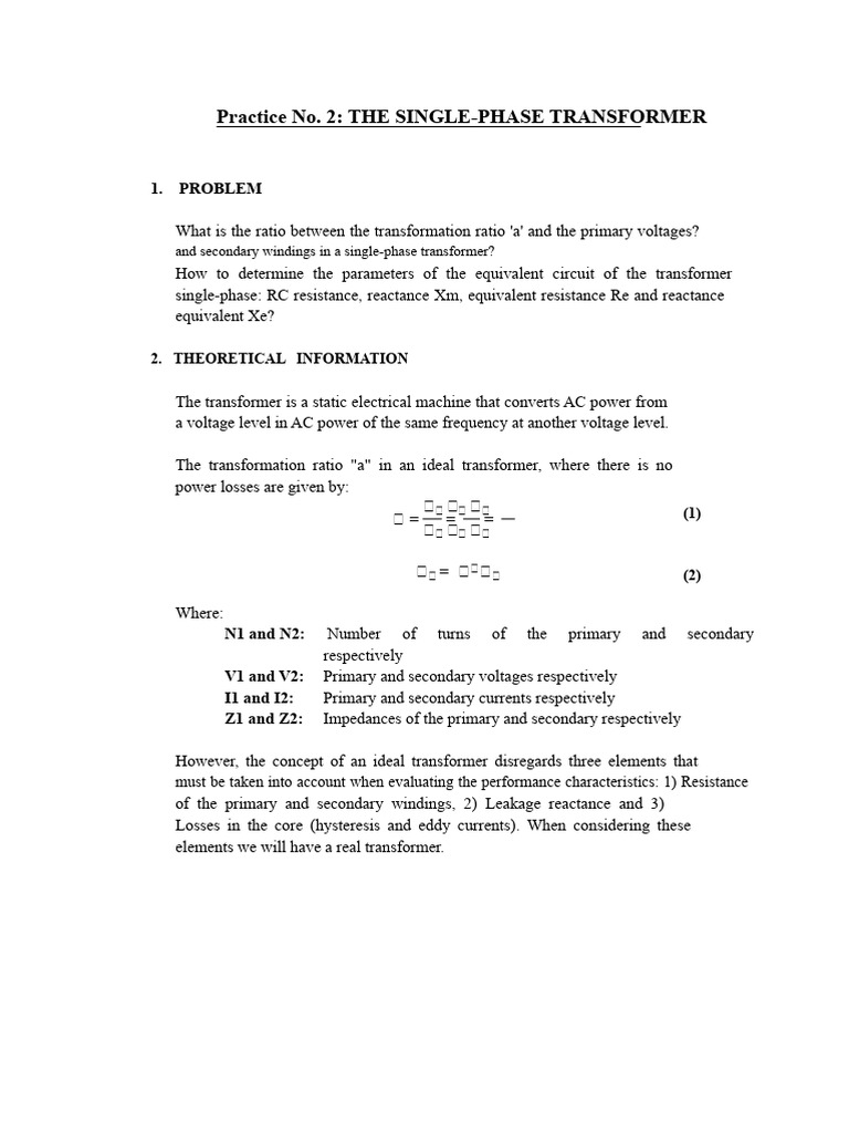 Single-Phase Transformer Analysis Guide | PDF | Transformer | Voltage