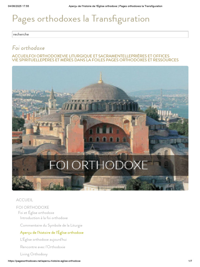Aperçu de L'histoire de L'église Orthodoxe - Pages Orthodoxes La ...