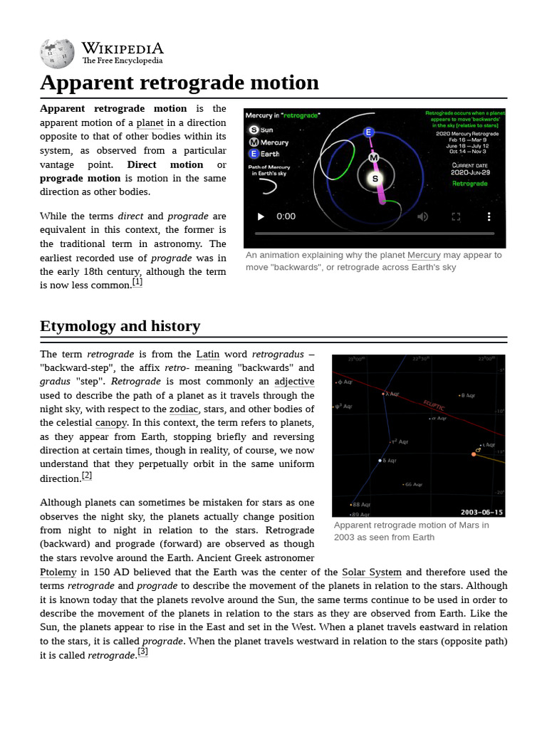 Understanding Apparent Retrograde Motion | PDF | Astronomy | Solar System