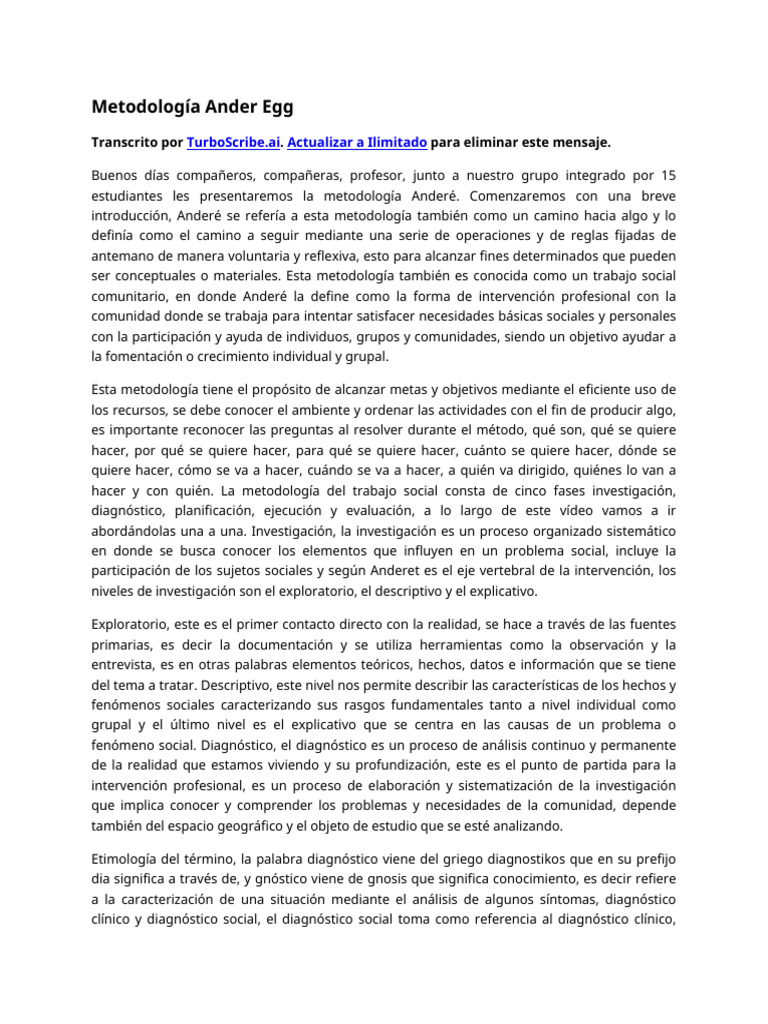 Metodología Ander Egg en Trabajo Social | PDF | Evaluación | Planificación