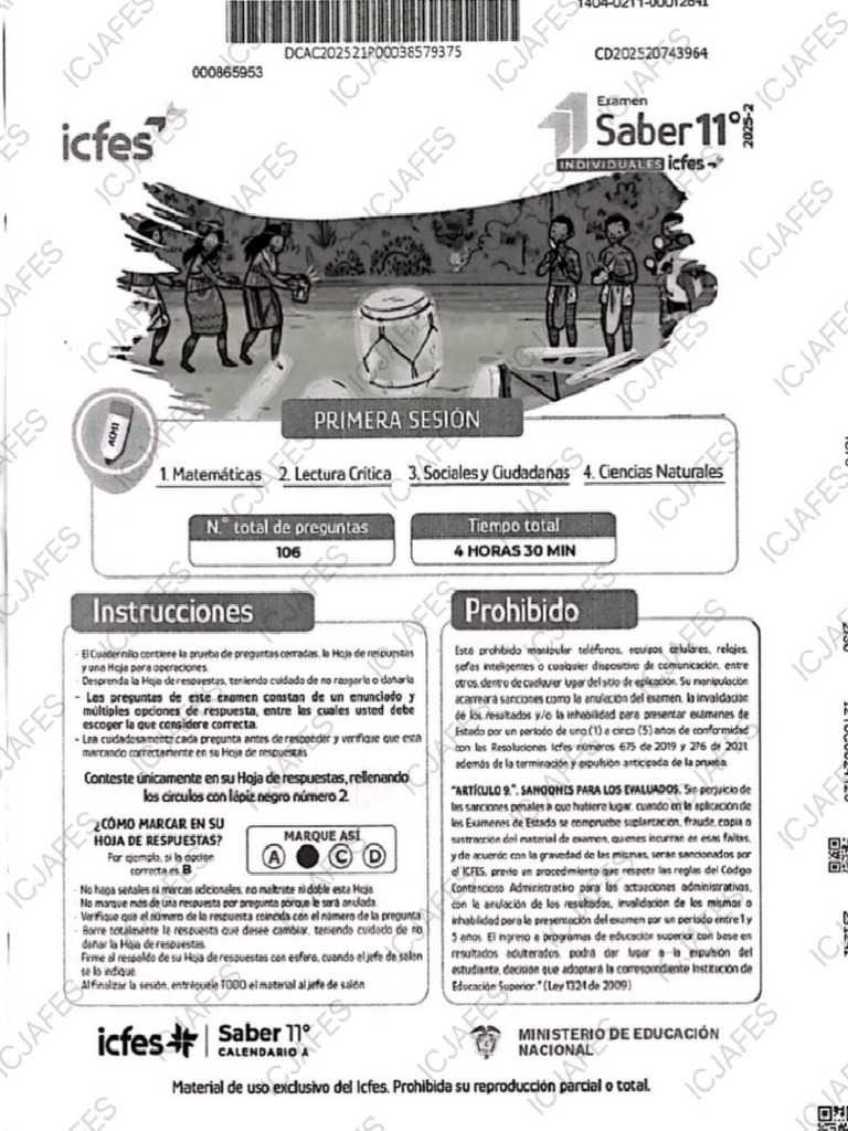 Icfes Agosto 2025 Sesion 1 | PDF