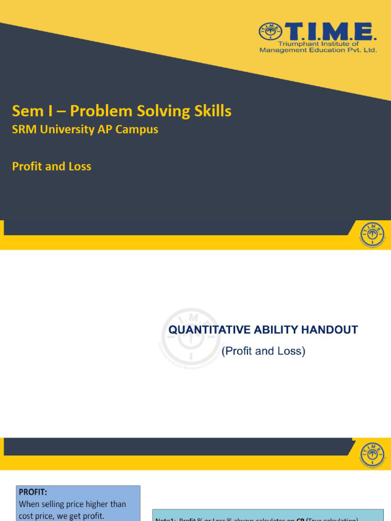 Profit and Loss Problem Solving Guide | PDF