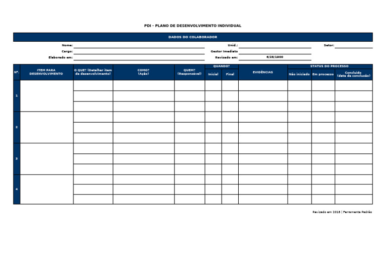 PDI: Modelo de Plano de Desenvolvimento Individual | PDF