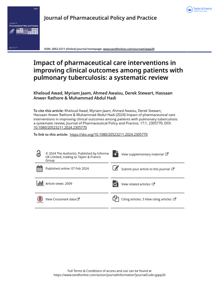 Impact of Pharmaceutical Care Interventions in Improving Clinical ...