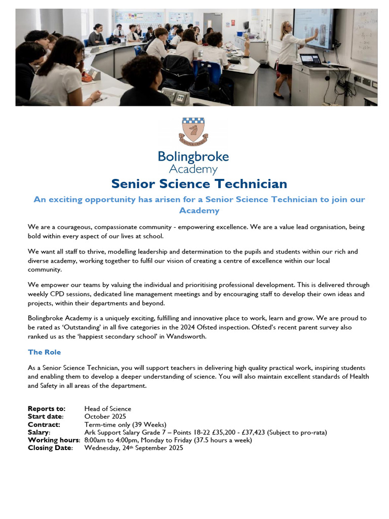 Senior Science Technician Position | PDF | Occupational Safety And ...