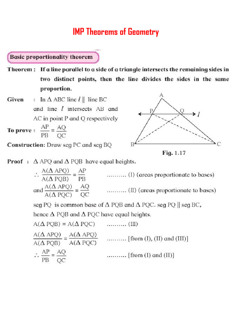 Key Geometry Theorems Explained | PDF