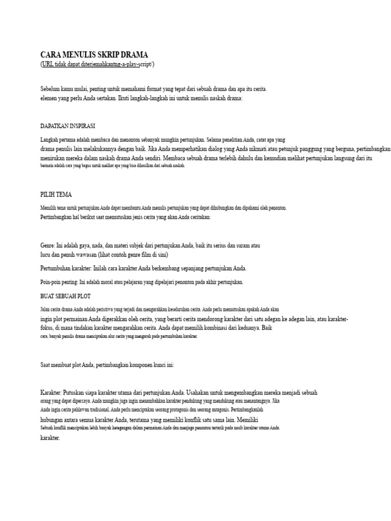 Panduan Menulis Skrip Drama Efektif | PDF
