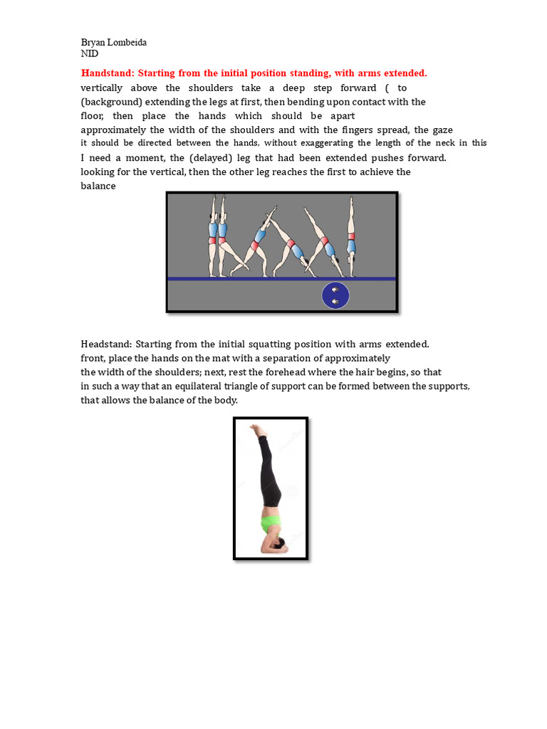inverted positions | PDF | Gymnastics | Athletic Sports