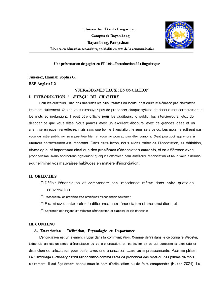 Améliorer l'Énonciation en Communication | PDF | Accent tonique | Mot