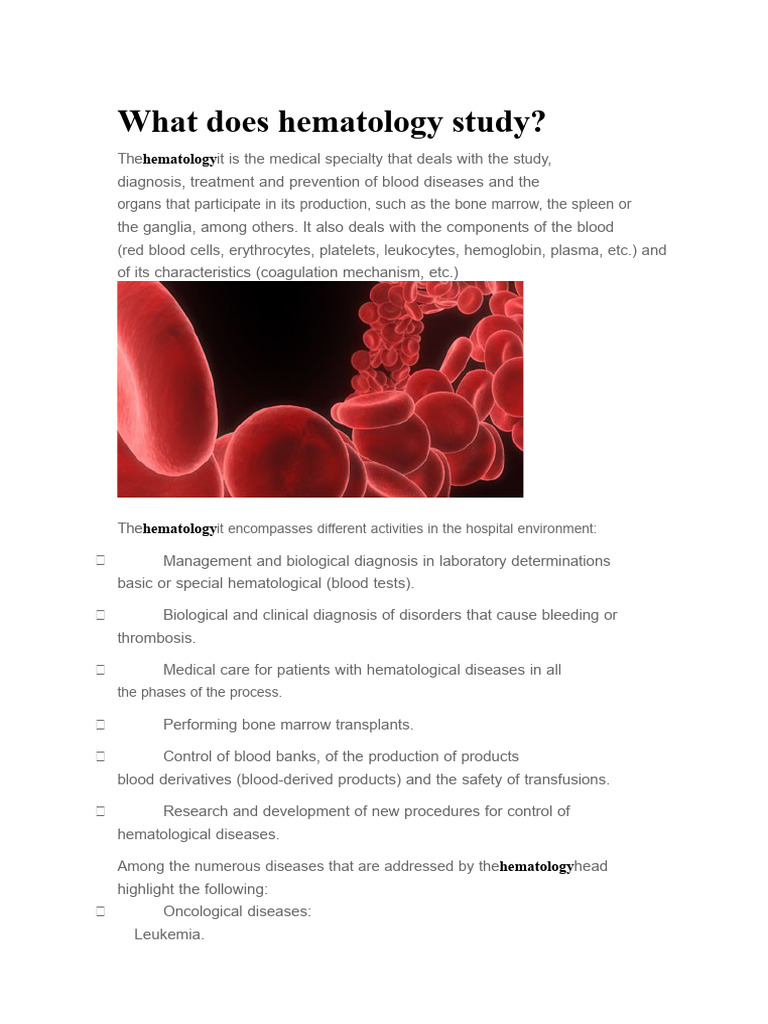 Understanding Hematology and Blood Disorders | PDF | Blood Cell | Blood
