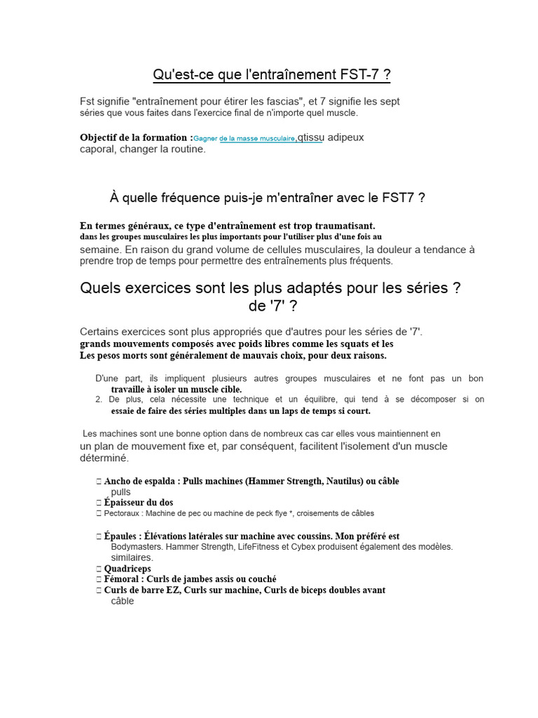 Guide complet sur l'entraînement FST-7 | PDF | Muscle | Muscle squelettique