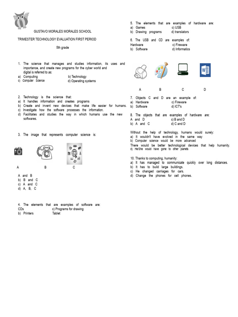 5th Grade Technology Evaluation Guide | PDF | Software | Computer Hardware