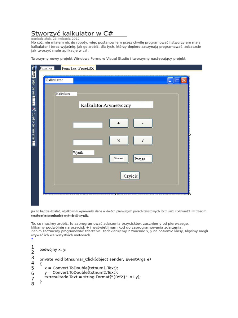 Stworzyć Kalkulator W C | PDF