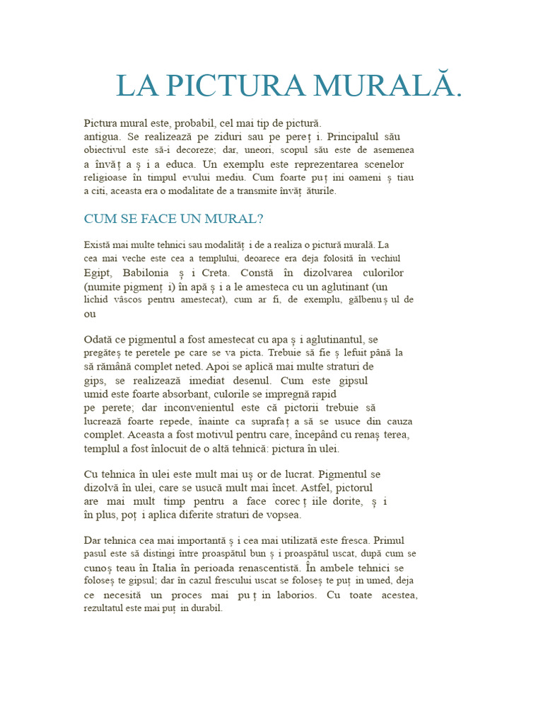 Pictura Murală | PDF