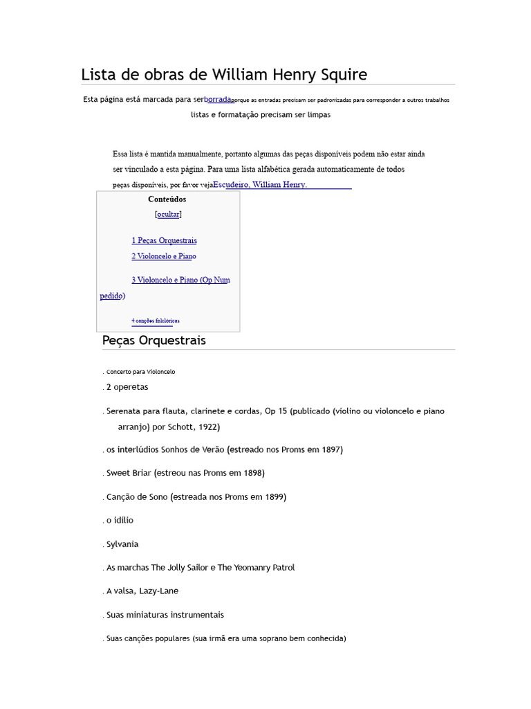 Obras de William Henry Squire | PDF