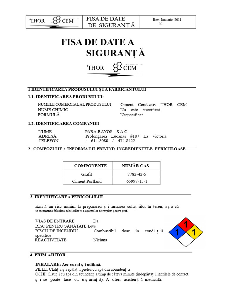 Ciment Conductiv Thor Cem | PDF