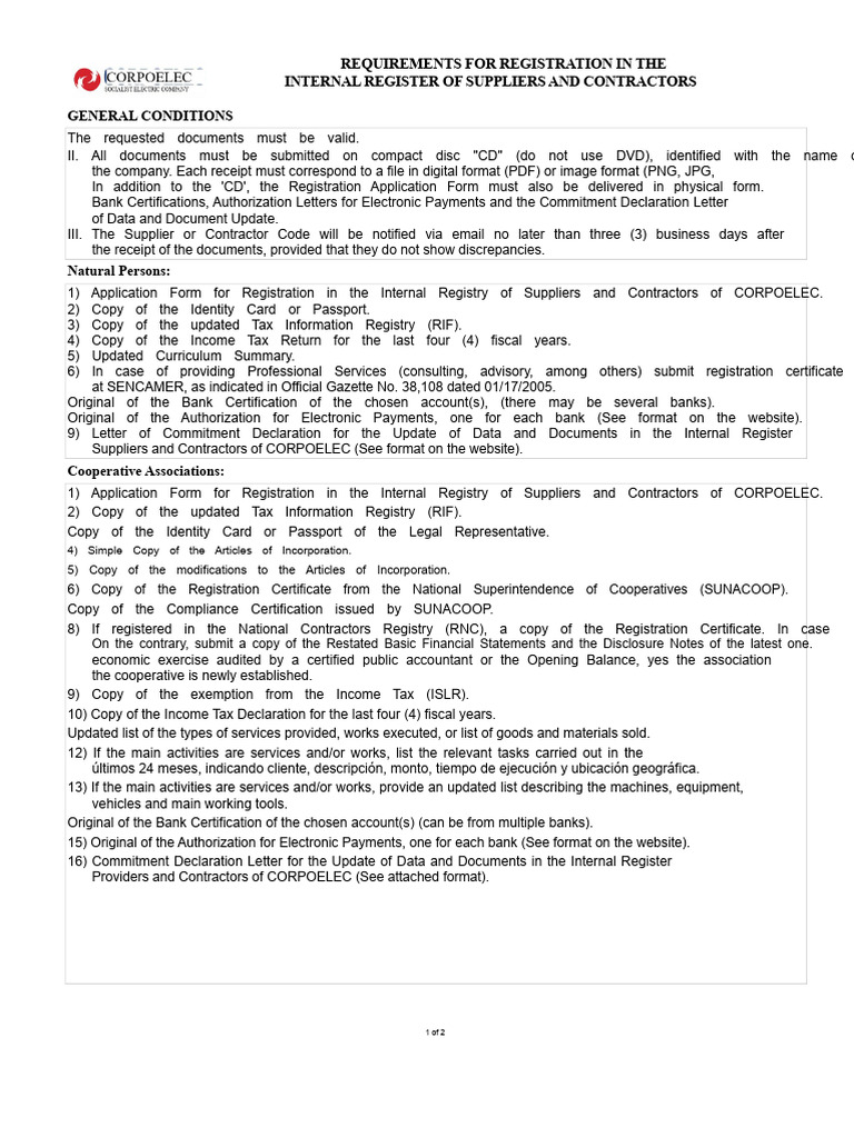 Requirements For Registration | PDF | Identity Document | Financial Audit