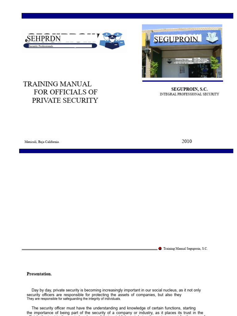 Security Officer Training Manual | PDF | Security Guard | Securities