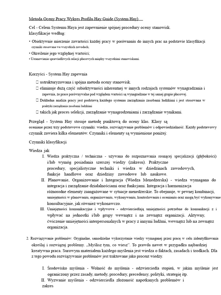 Metoda Oceny Pracy Hay Guide Chart Profile | PDF