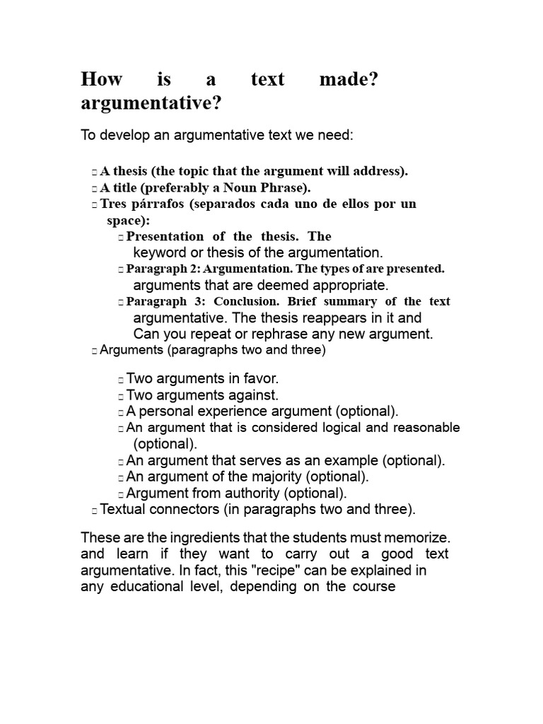 Crafting an Argumentative Text | PDF | Argument
