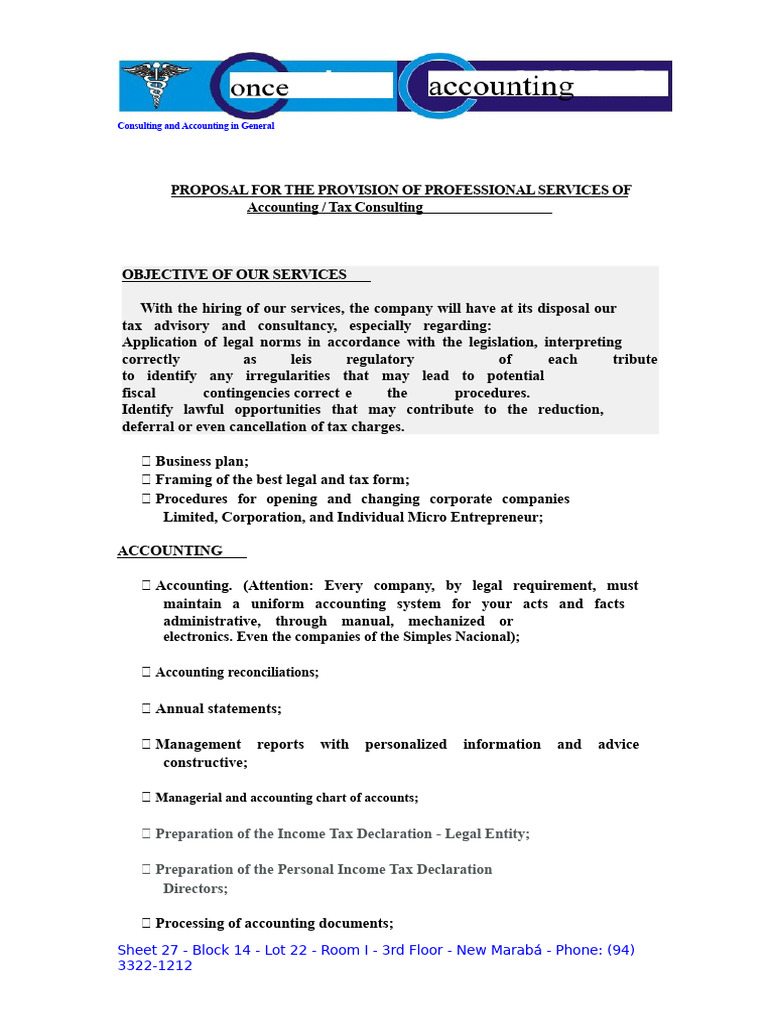 Proposal For Accounting Advisory and Consulting | PDF | Taxes | Accounting