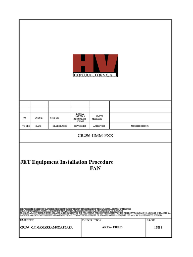 Jet Fan Equipment Installation Guide | PDF | Personal Protective Equipment