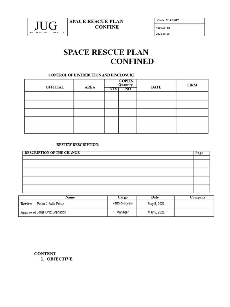 Confined Space Rescue Plan Guide | PDF | Oxygen | Chemical Process ...