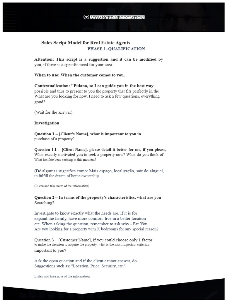 Real Estate Customer Service Script | PDF
