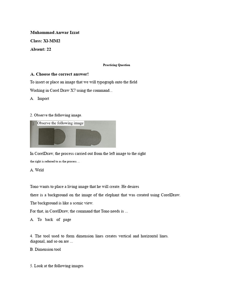 Corel Draw X7 Practice Questions Guide | PDF | Graphics | Computer Graphics