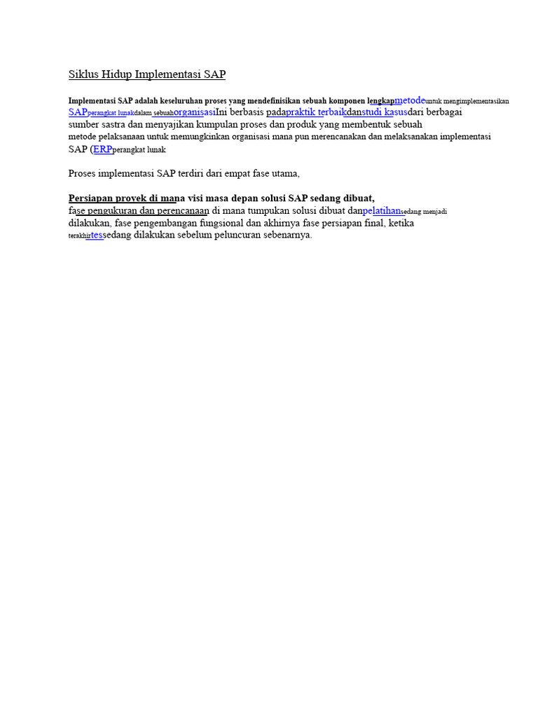 Siklus Hidup Implementasi SAP ERP | PDF