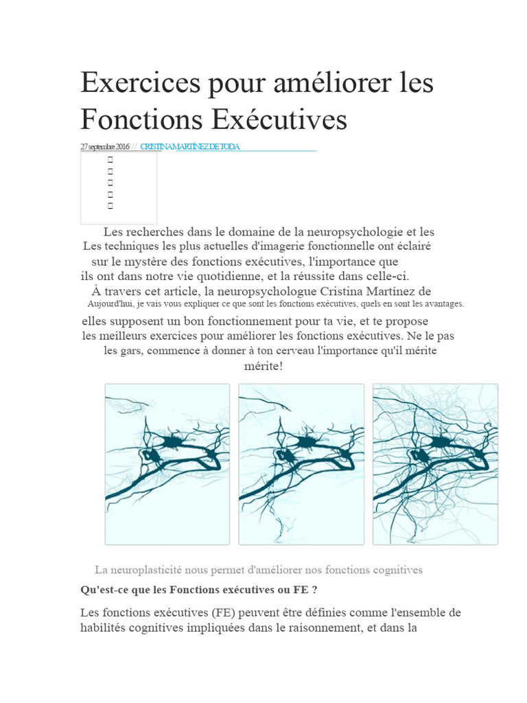 Exercices pour fonctions exécutives adultes PDF Fonctions — free download