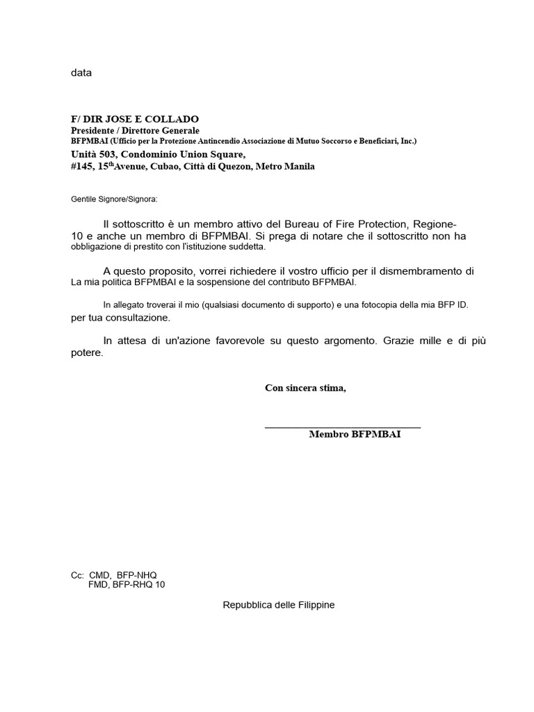 Letter of Request For Stoppage | PDF