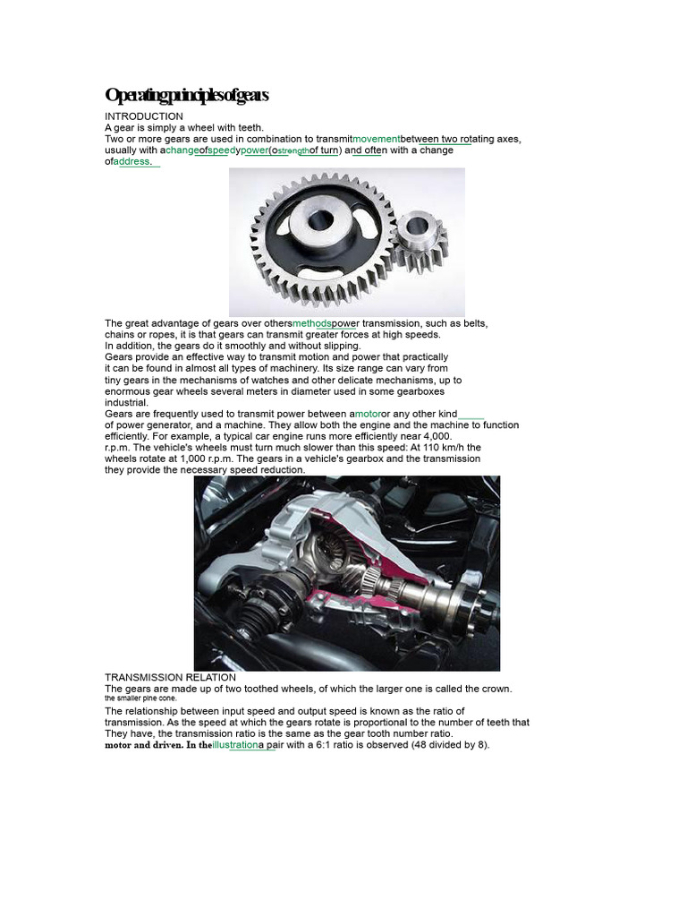 Principles and Types of Gears Explained | PDF | Gear | Lubricant