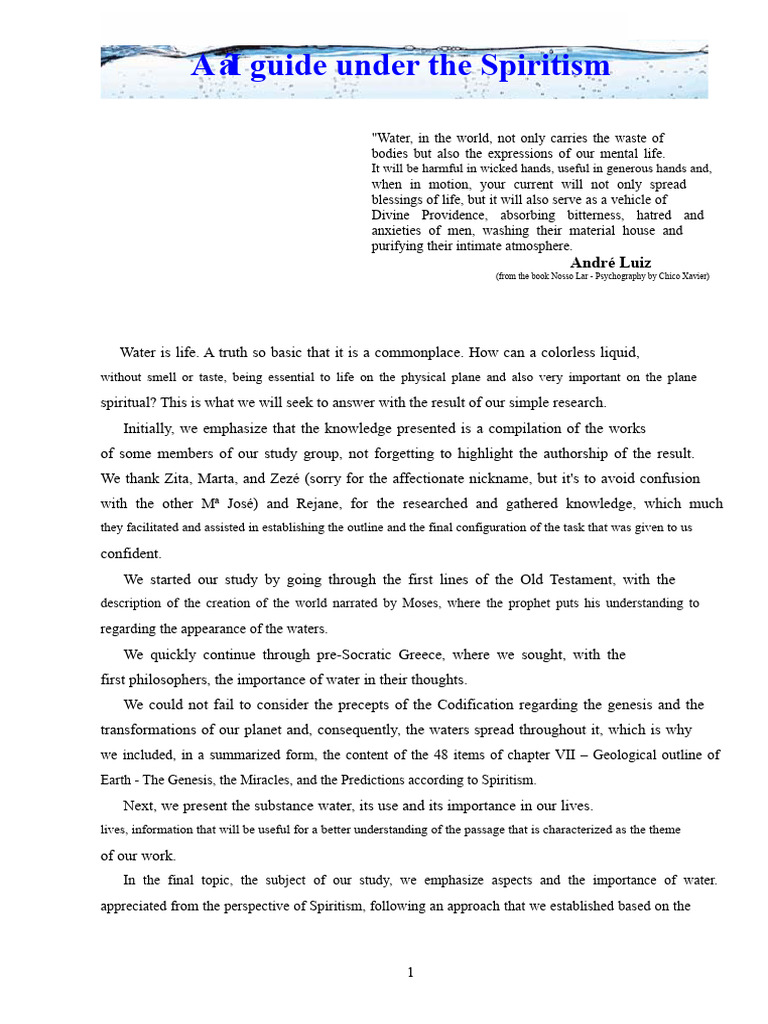 The Water - Spiritism | PDF | Water | Properties Of Water