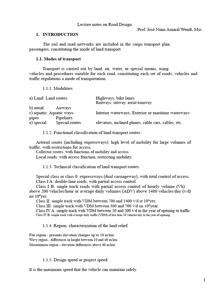Road Design Lecture Notes Overview | PDF | Storm Drain | Intersection ...