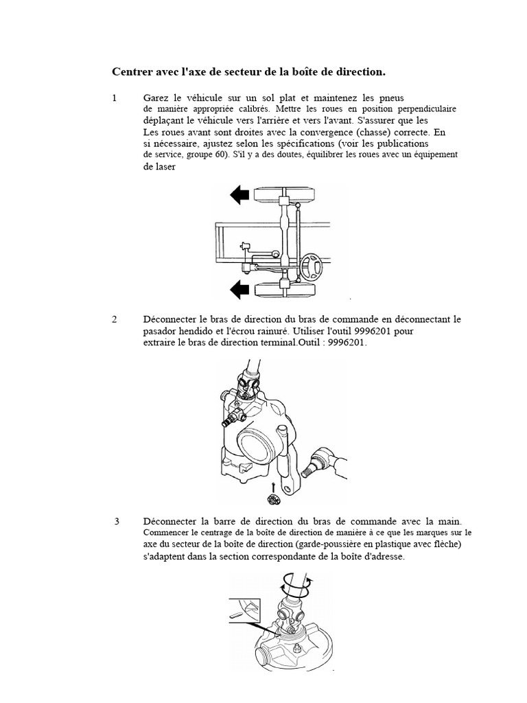 Centrage de la boîte de direction étape par étape | PDF