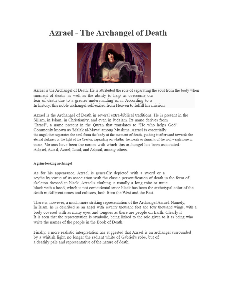 Azrael Angel of Death | PDF | Spirituality | Religious Belief And Doctrine