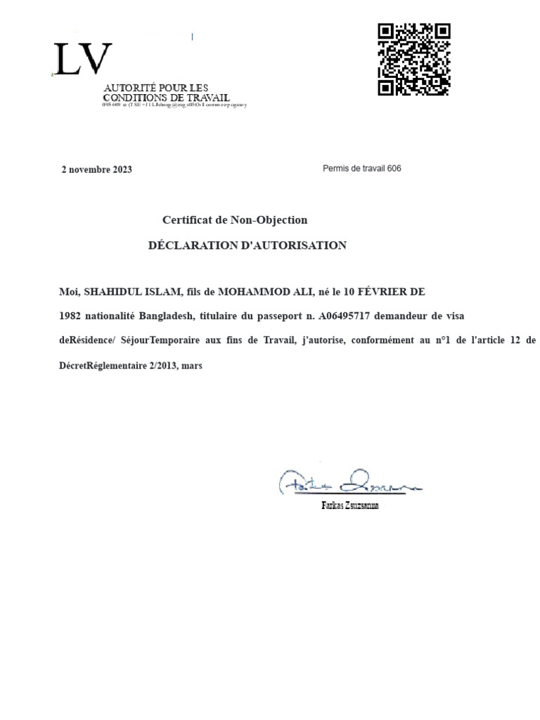 Permis de travail et autorisation 2023 | PDF | Visa (Document) | Passeport