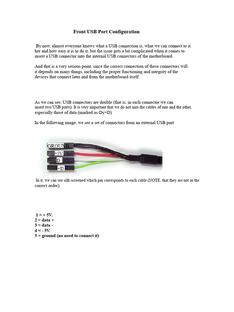 Front USB Port Configuration | PDF | Usb | Manufactured Goods