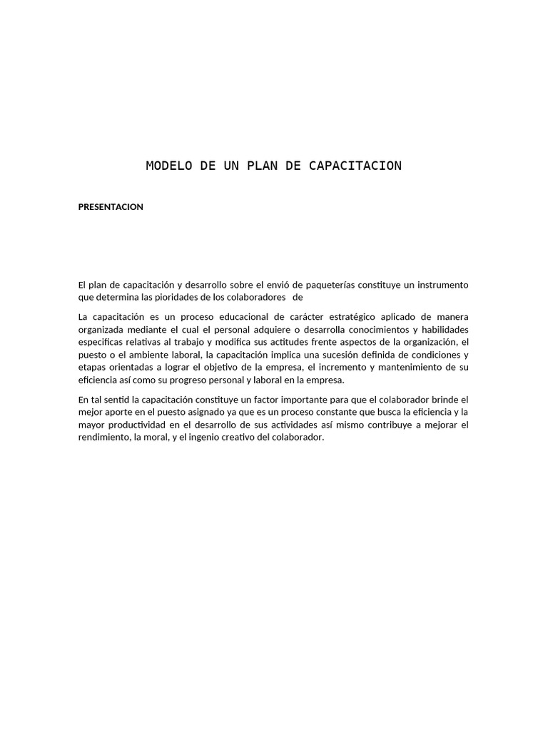 Modelo de Un Plan de Capacitacion | PDF
