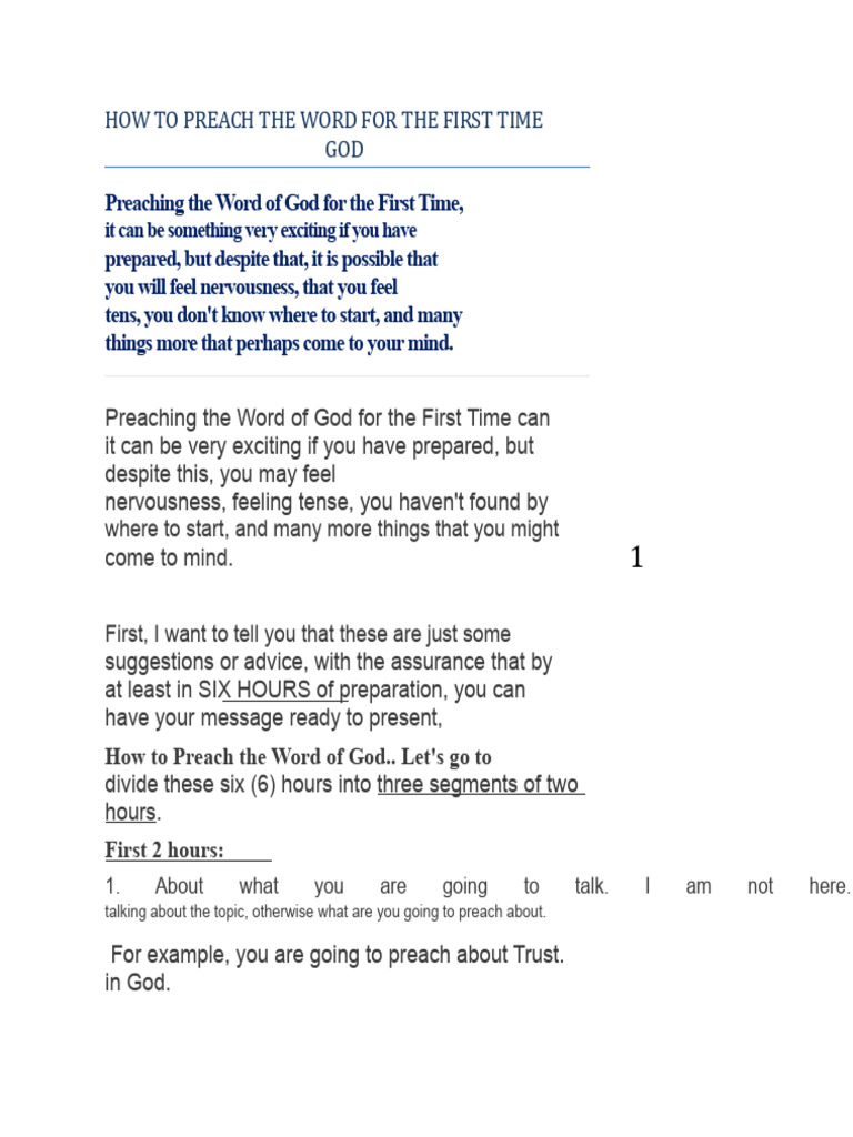 How To Preach The Word of God For The First Time | PDF | Sermon | Jesus