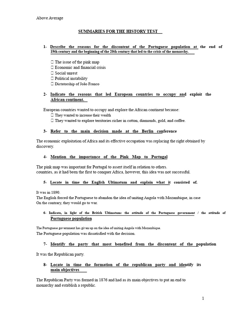 History Test 6th Grade 3rd Period | PDF | Portugal | Government
