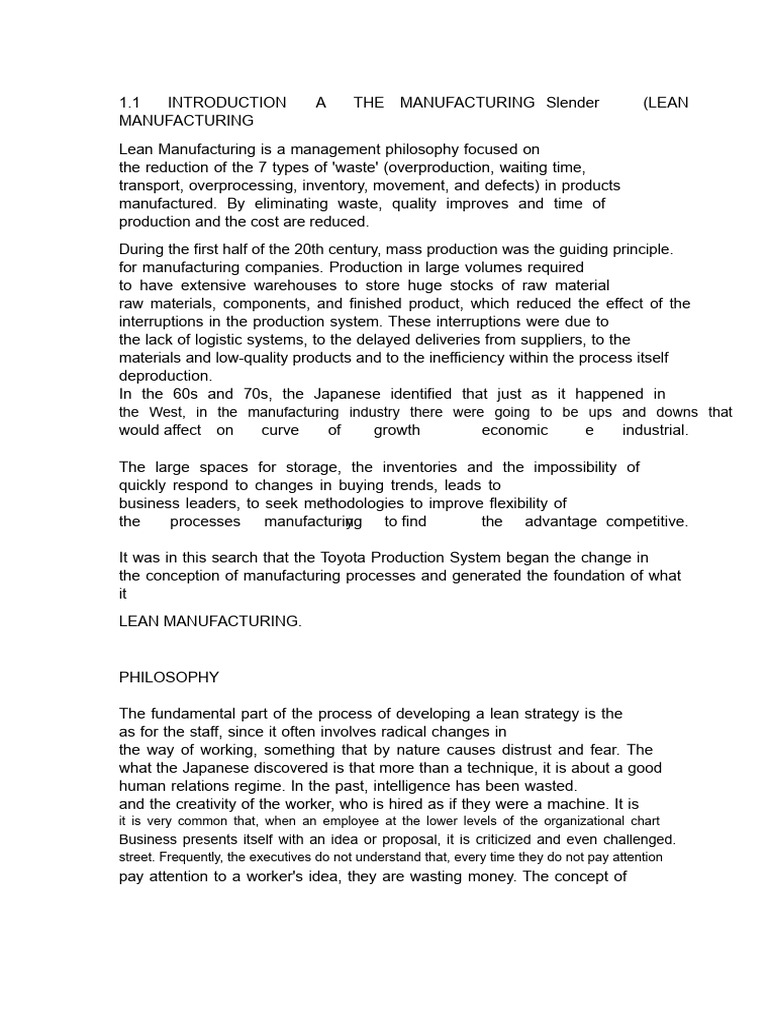 1.1 Introduction To Lean Manufacturing | PDF | Lean Manufacturing ...