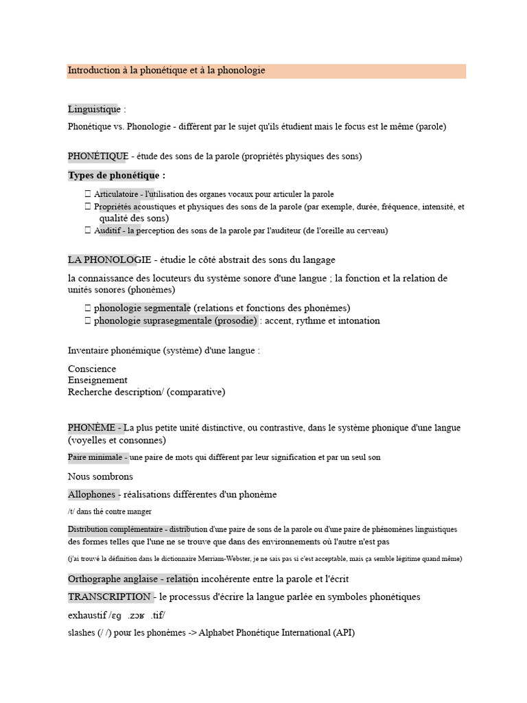 Introduction à la phonétique et phonologie | PDF | Phonétique | Syllabe