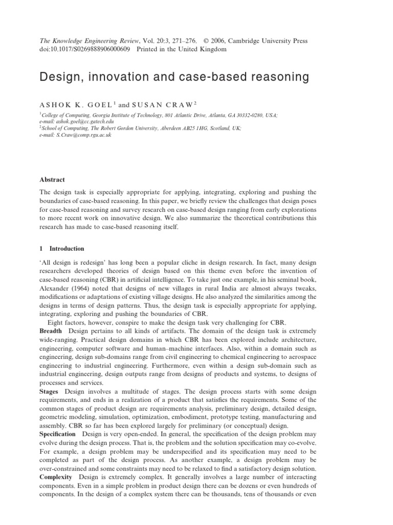 Case-Based Reasoning in Design Innovation | PDF | Design | Engineering
